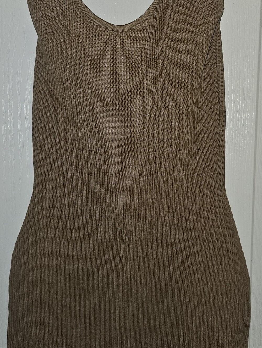 Babaton Ribbed Tank Dress in Camel